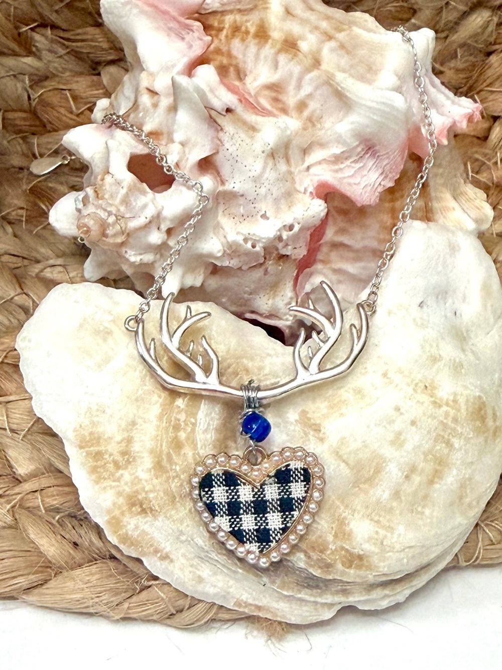 Country Buck Heart Antler Necklace